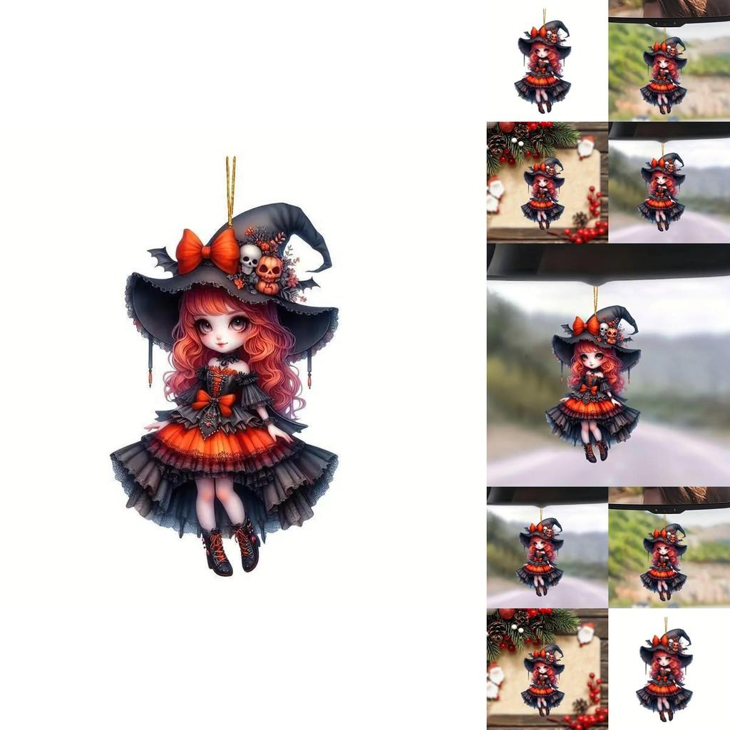 Cartoon Girl Acrylic Car Charm Halloween Special Car Interior Accessory For Travel And Gifts