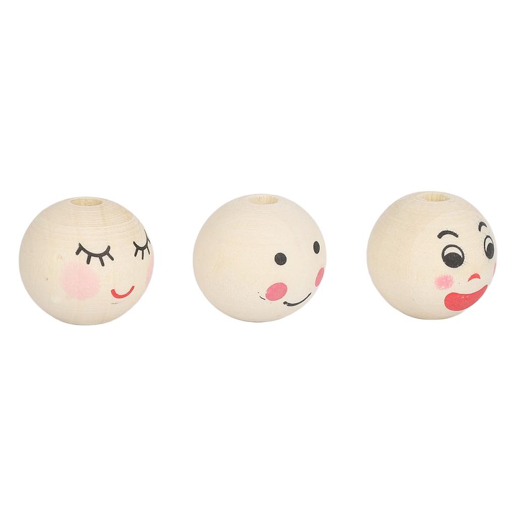 60pcs Printed Round Wooden Bead 20mm DIY Wooden Craft Bead with Large Hole for Necklace