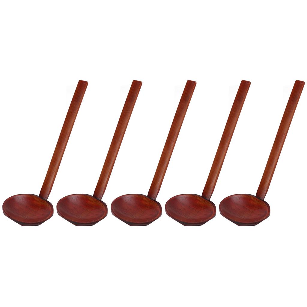 5Pcs Wooden Spoons Sturdy Handle Hand Polished Smoother Light Weight Japanese Tortoise Shell Spoon for Restaurant