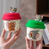 Cute Cat And Mouse Cartoon Random Cup Coffee Cup With Lid Household Ceramic Water Cup Girl Girlfriend Birthday Gift
