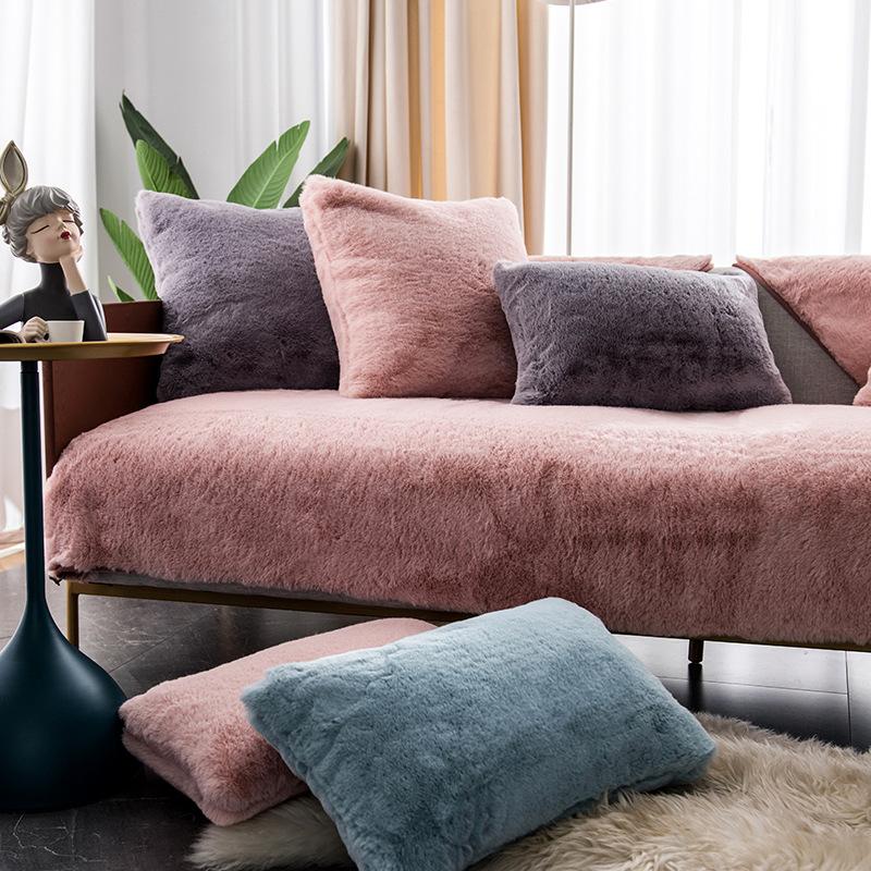 Plüsch Sofabezug Winterwärmer Fell Sofakissen Handtuch Rutschfeste Sofasesselbezüge Für Wohnzimmerdeko Decke Bodenteppich