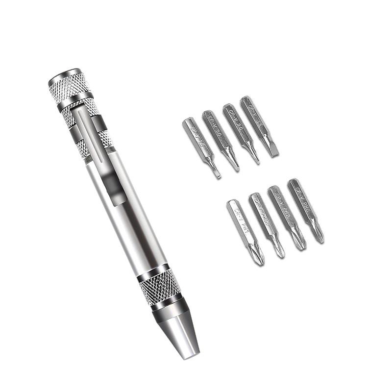 8-in-1 Screwdriver Aluminum Alloy Disassembly Pen Repair Screwdriver Phillips Flat Bit Screwdriver
