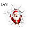 Realistic Christmas Glass Clings 3D Santa Claus Wall Sticker, Breaking Decal for Holiday Decoration, Creative Ornaments Waterproof PVC Art Indoor