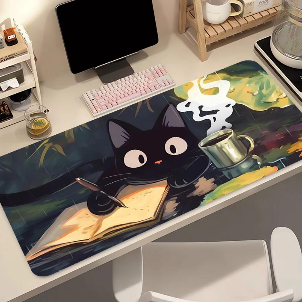 Kawaii Black Cat Silicone Soft Gaming Mouse Pad Large Keyboard Pad Topographic Mouse Pad For Keyboard With AntiSlip Tablemat