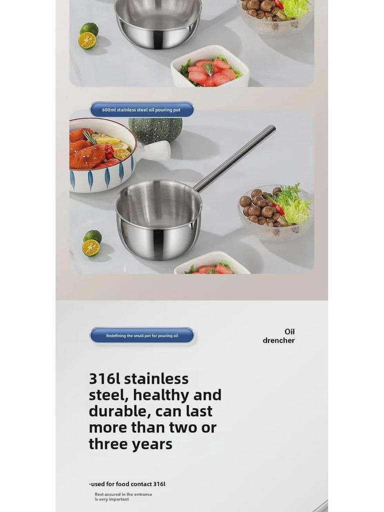 316 Stainless Steel Mini Deep Fryer & Milk Pot: Thickened Cooking Pan for Baby Food & Household Use