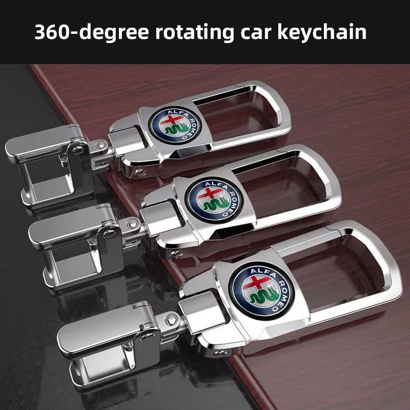 Car Alfa Romeo Logo Keychain Men's Anti Loss Keyring Key Buckle Valve cap For Alfa Romeo 4C 159 Spider Giulia Giulietta 156 Tona wzvc44