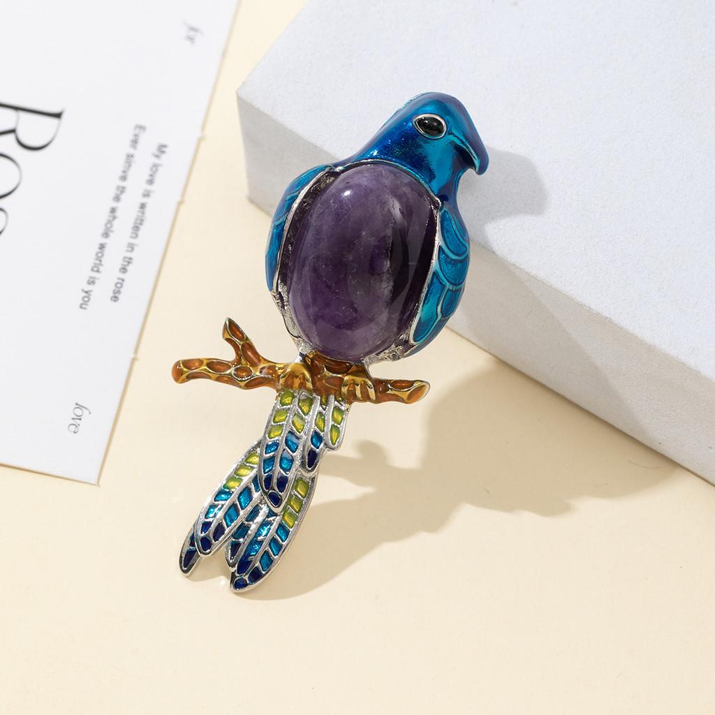 Parrot Enamel Brooch Pin With Shell Inlay For Diy And Jewelry Making