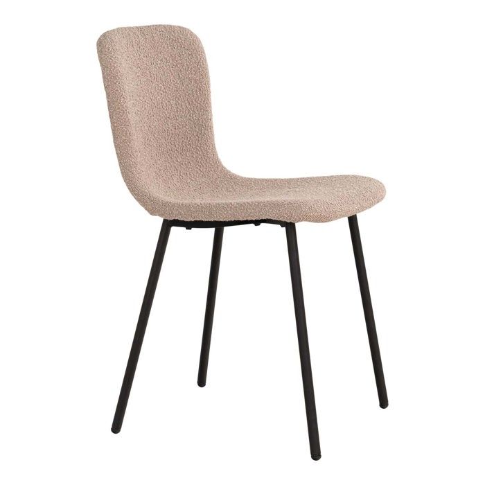 2 chaises de salle à manger en bouclette beige avec pieds noirs