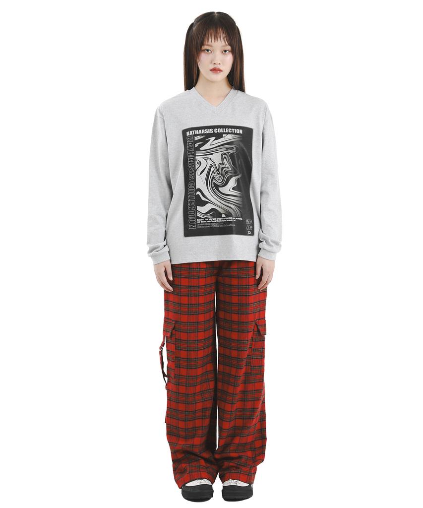 KATHARSIS Check Belt Pants Red One Size