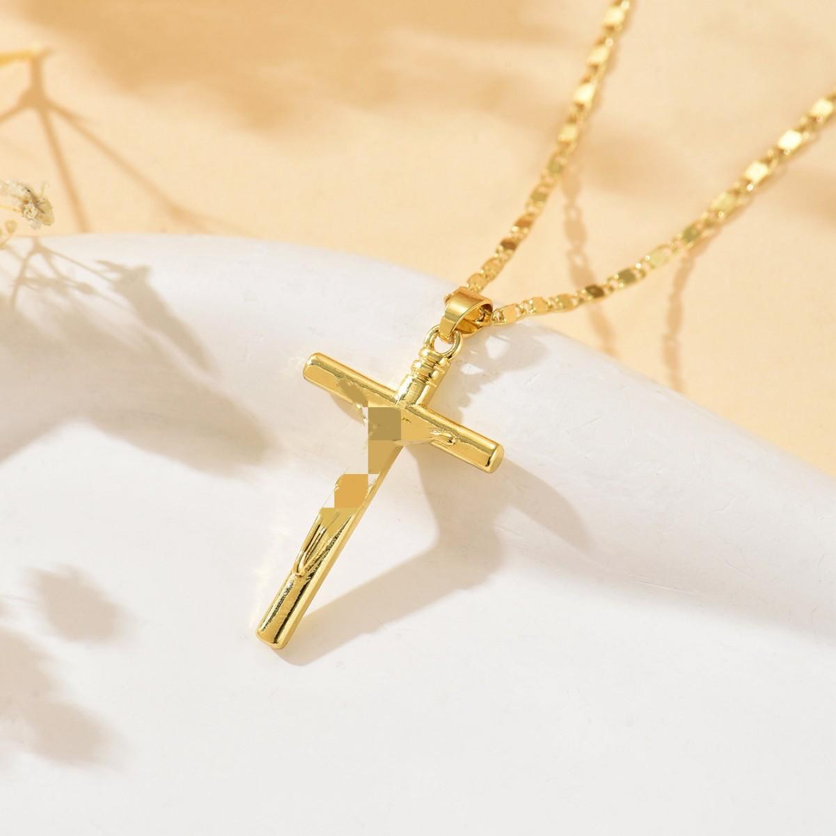 Women Elegant Cross Pendant Copper Necklace Fashion Daily Jewelry 1pc
