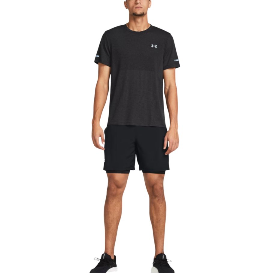 Under Armour Logo Print Mid-Waist Quick-Dry Drawstring Casual Shorts Men Bottoms Black 1382641-001