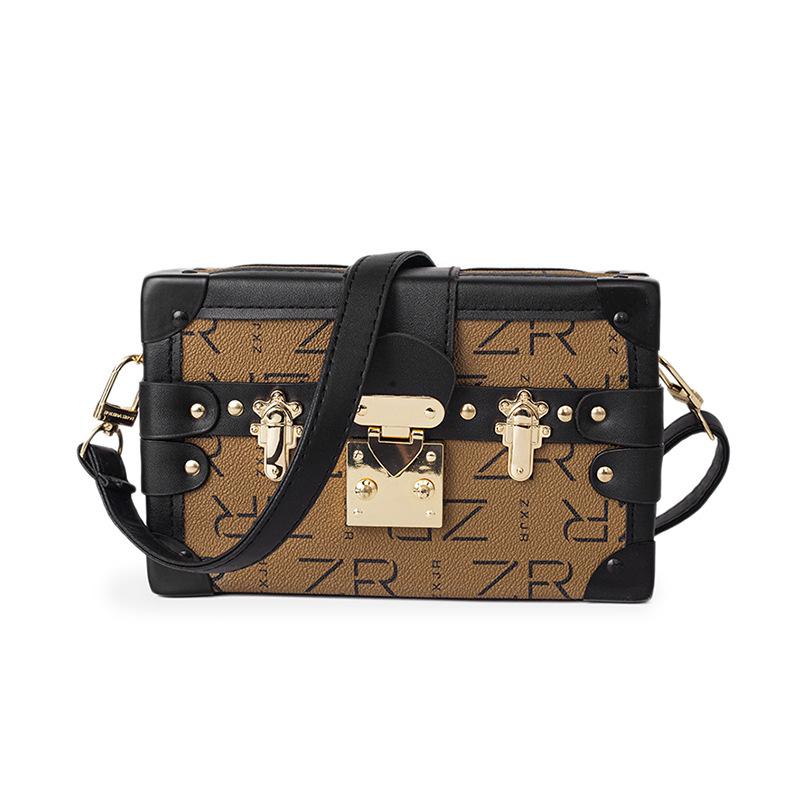 

Bags bags women s bags 2025 new European and American fashion retro shoulder bags personalized rivets versatile messenger box bags світло-коричневого кольору