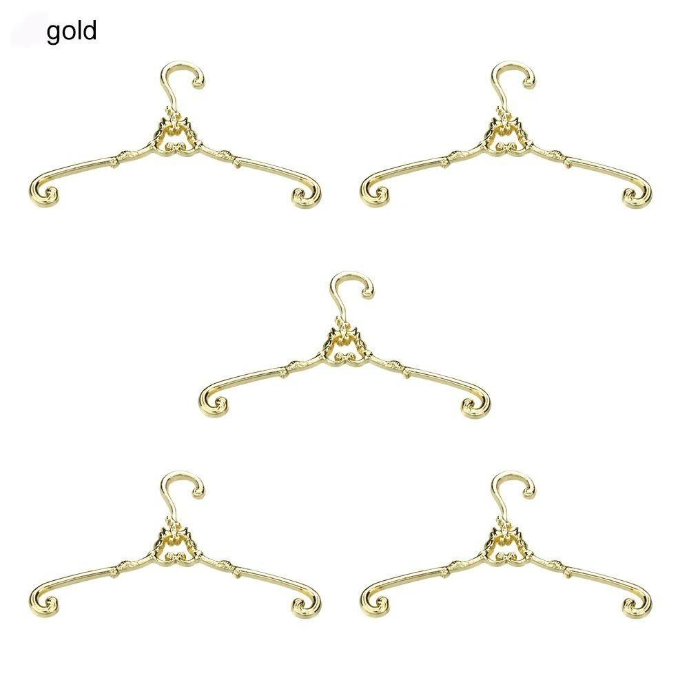 

5Pcs Retro Doll Clothes Hanger Windproof Dolls Clothes Rack Mini Coat Hanger Ob11 Doll Clothes 4cm золотой