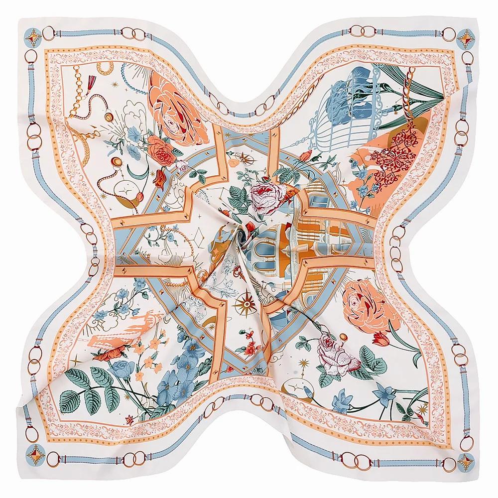 Lenço Mulheres Xales Grandes Estampa Jardim dos Fundos Estolas Lenço Quadrado Lenço de Luxo Hijab Lenços Femininos 130Cm