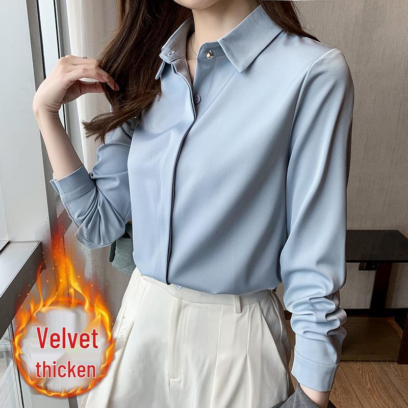 Damska biała satynowa koszula formalna z długim rękawem 2025: Odporna na zagniecenia, wysokiej klasy odzież profesjonalna na jesień/zimę do nauczania i na rozmowy kwalifikacyjne