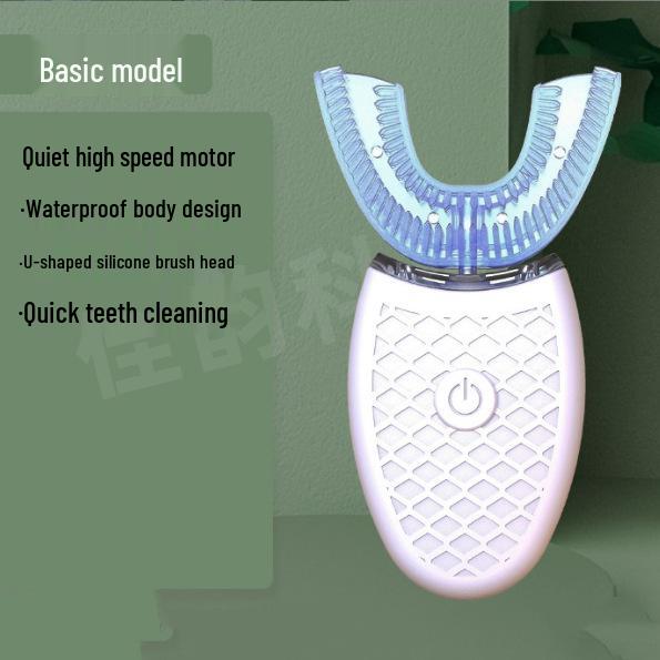 Automatische, waschbare U-förmige elektrische Zahnbürste mit weichen Silikonborsten und Lade-Timer