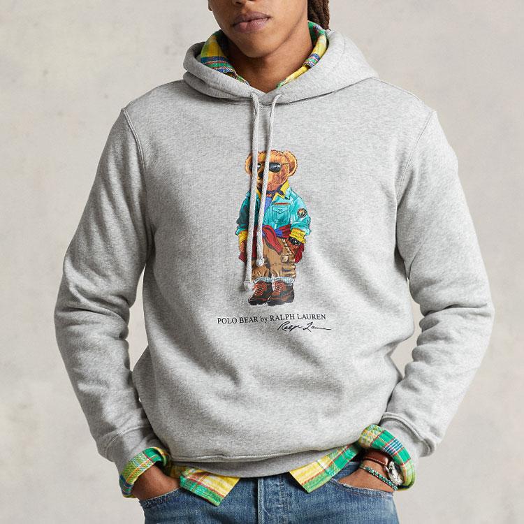 Polo Ralph Lauren SS23 Bear Print Drawstring Hoodie Men hoodies Gray MNPOKNI16822710-020