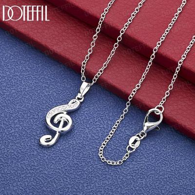 Collana con Ciondolo Nota Musicale in Argento Sterling 925 Gioielli per Matrimonio