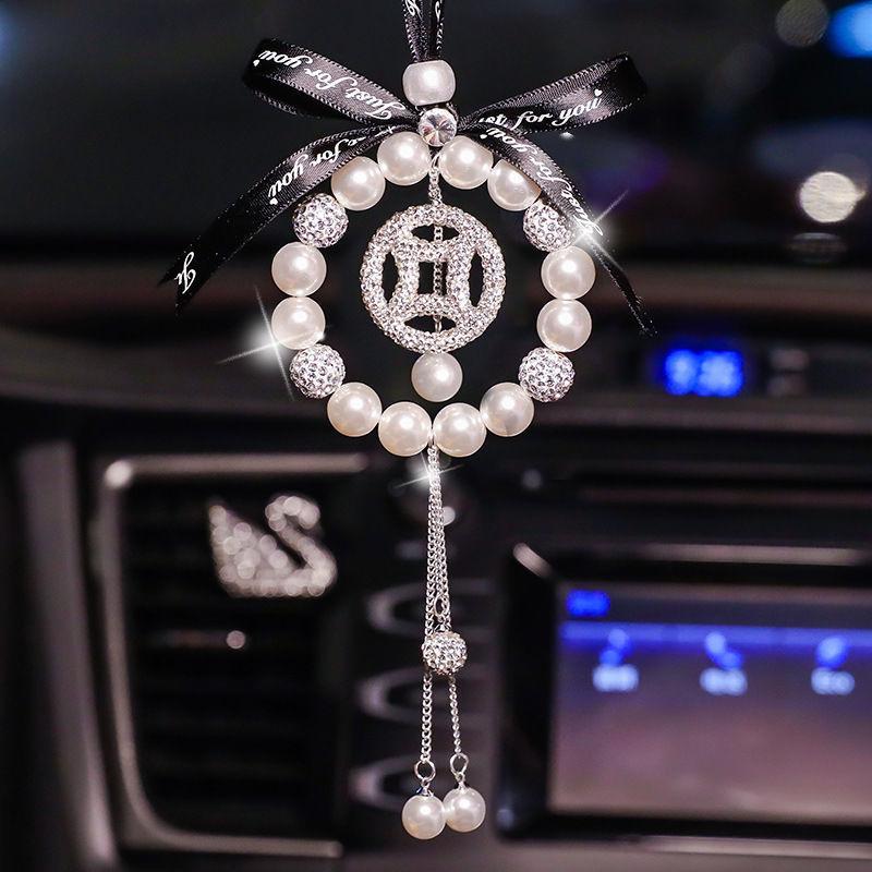 Car Pendant Pearl Pendant Car Rearview Mirror Loading Goddess Inlaid Diamond Pendant Special Supply