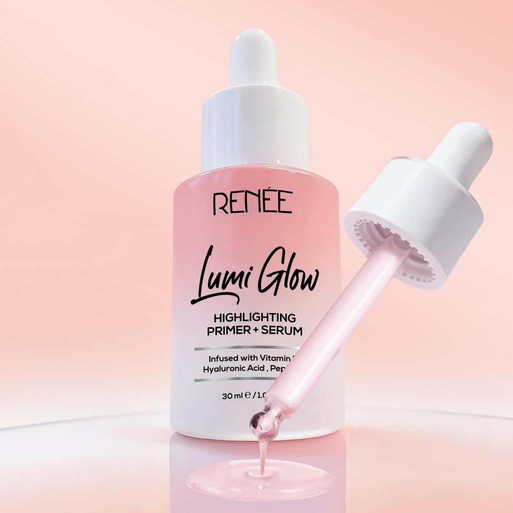 RENEE Lumi Glow Highlighting Primer + Serum | Hydrates, Promotes Even Skin Texture | Gives Luminous, 3D Glow | With Hyaluronic Acid, Peptides & Vit
