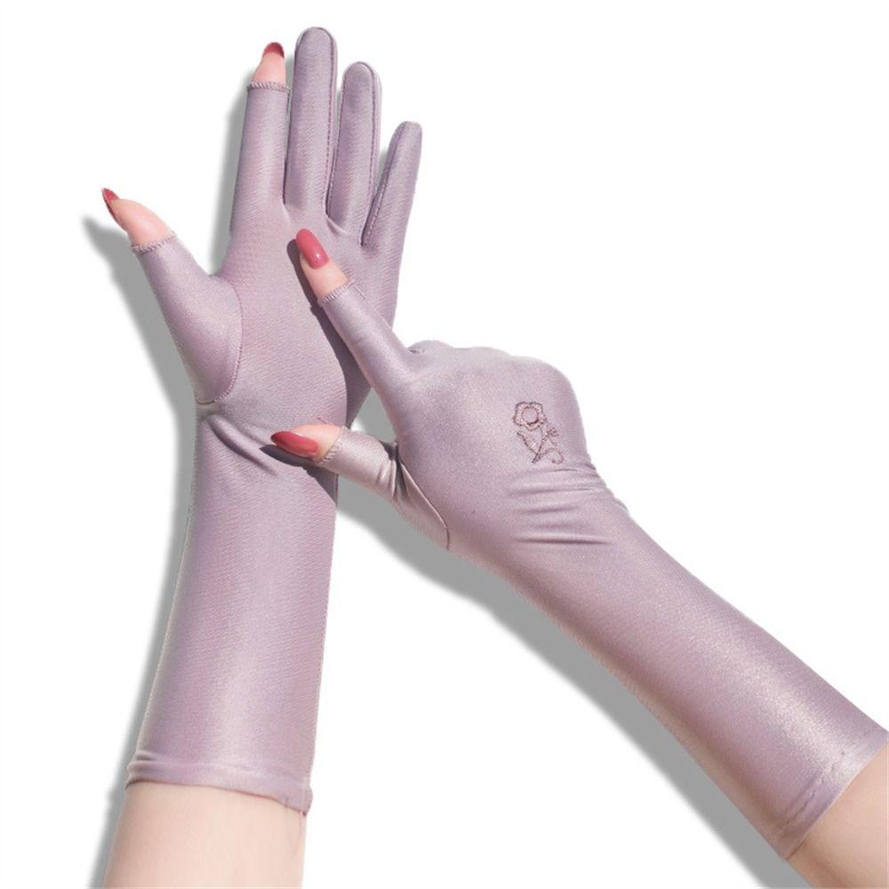Summer Spring Thin Mid-long Sunscreen Gloves Driving Gloves Anti UV Etiquette Gloves