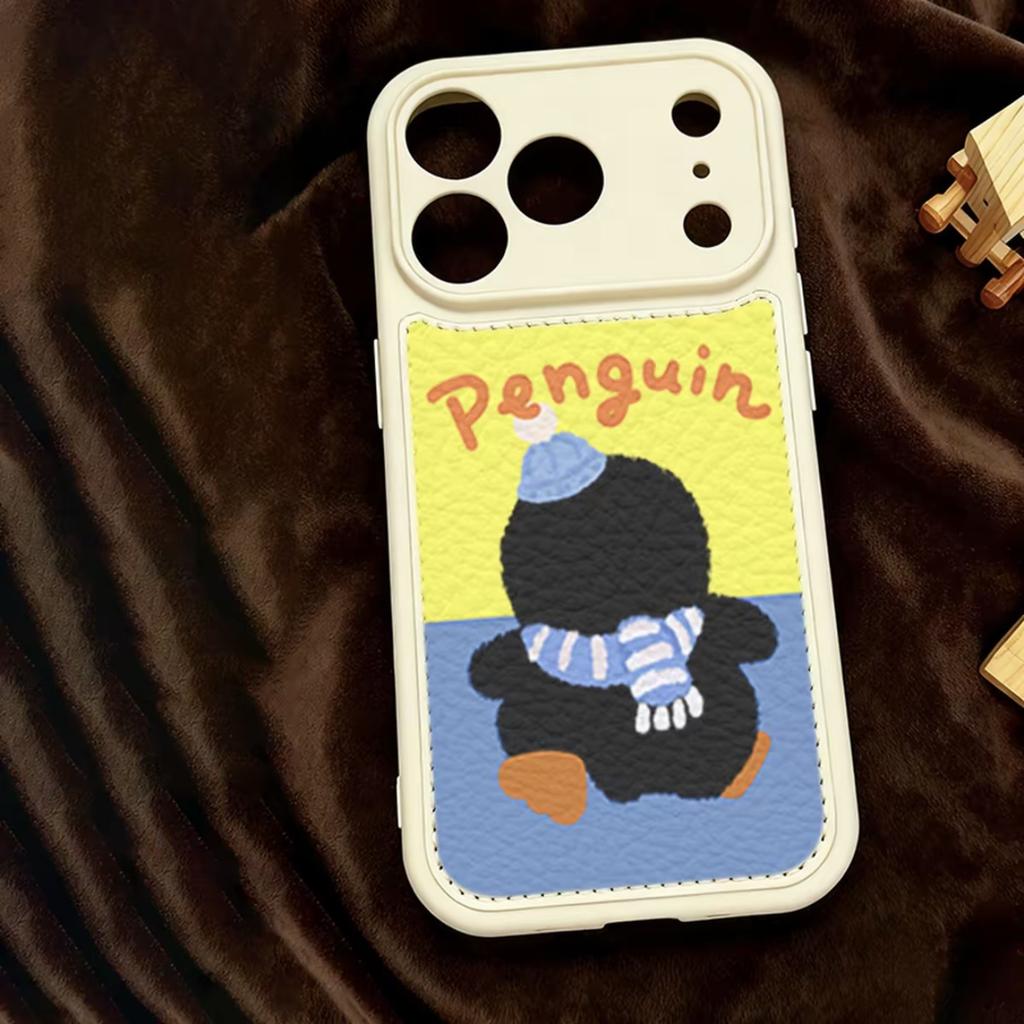 Cute Scarf Penguin Bear for Apple iPhone17Promax Mobile Phone Case IP16 Candy Air Cushion 15 Women