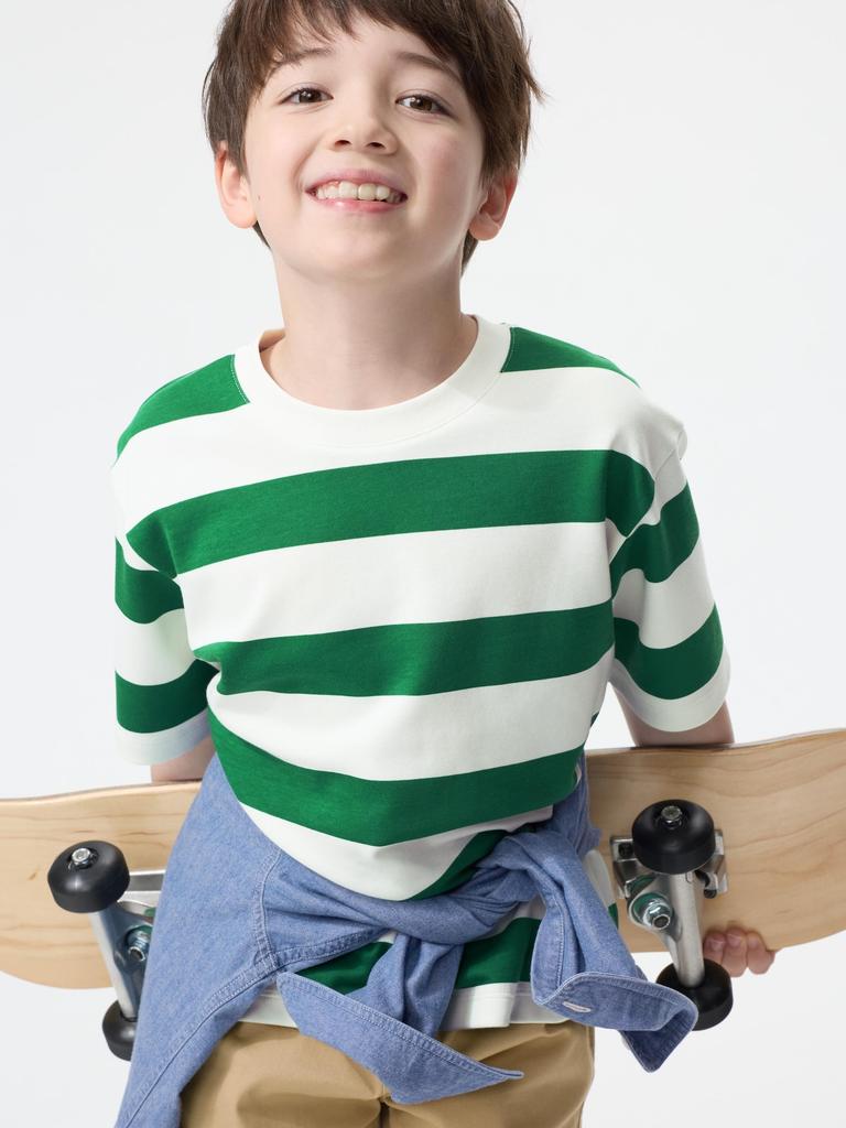 Uniqlo Camiseta de Gola Redonda Listrada de Algodão Japan Air Rhythm