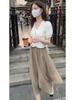 Influencer Women's Summer Two-Piece Set: Short Sleeve Crop Top & High Waist Midi Skirt