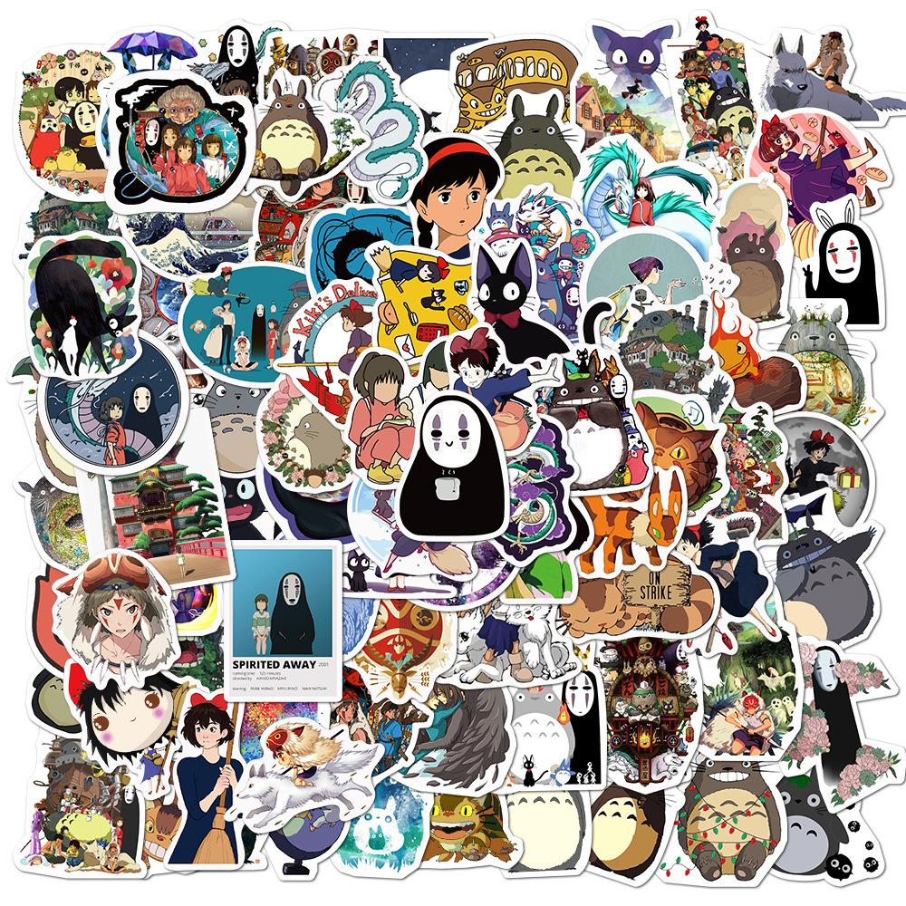 100 Waterproof Body Stickers Cross Cartoon Hayao Miyazaki Anime Combination Graffiti Sticker Skateboard Luggage Mobile Phone Case
