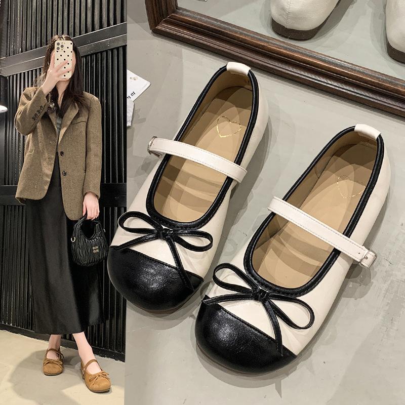 Korean version of fairy style flat Mary Jane single shoes women's spring and autumn 2025 new gentle bow commuter grandma shoes