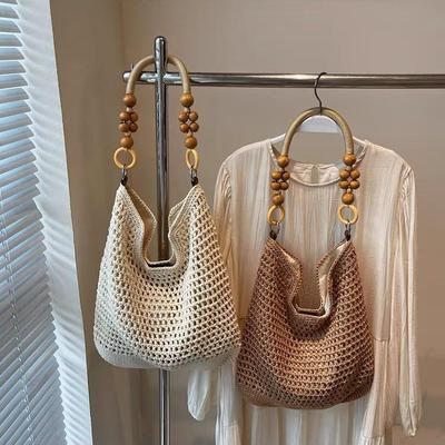 Women's Large Capacity Woven Beach Tote Bag - Versatile Hollowed-Out Shoulder Net Bag