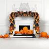 Halloween Garland Outdoor Halloween Door Garland Pumpkin Flexible Leaves Vines Decorations Wreath For Tabletop Fireplace Door