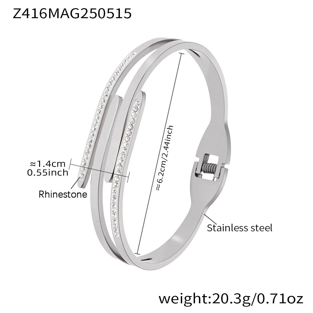 Openable Forked Bracelet Bangle In Stainless Steel 18k Gold Plated With Shiny Rhinestone Minimalist Bracelets Bangles For Women