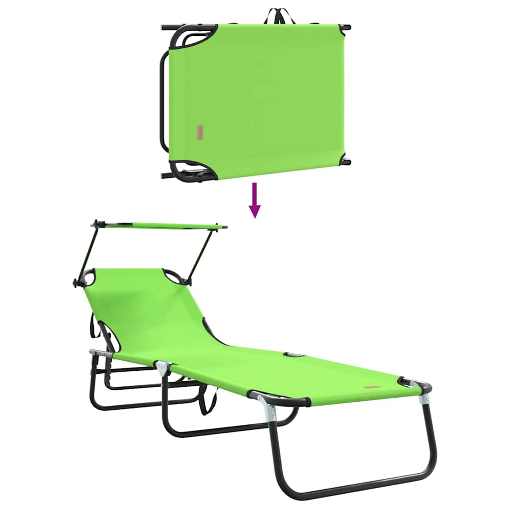 Folding Sun Lounger Green 190 X 57 X 81 Cm Oxford