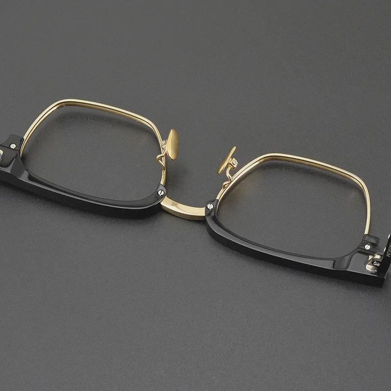 Herren-Halbrahmen-Myopiebrille aus reinem Titan mit Anti-Blaulicht, großes Gesichtsdesign, stilvoller flacher Rahmen