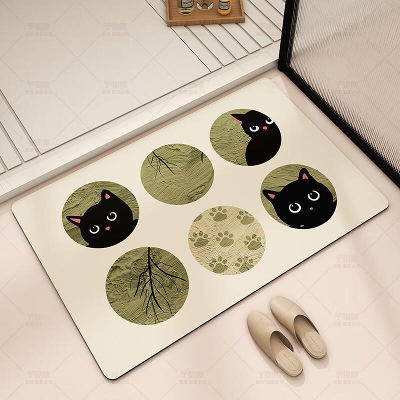 Visionary Cartoon Cat Diatomaceous Earth Bathroom Mat