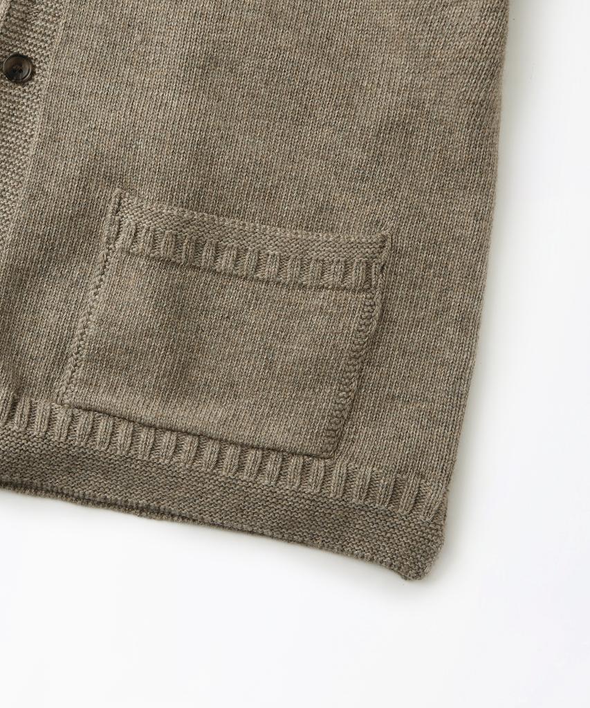 Outstanding Lambswool Fisherman Cardigan_L.Brown