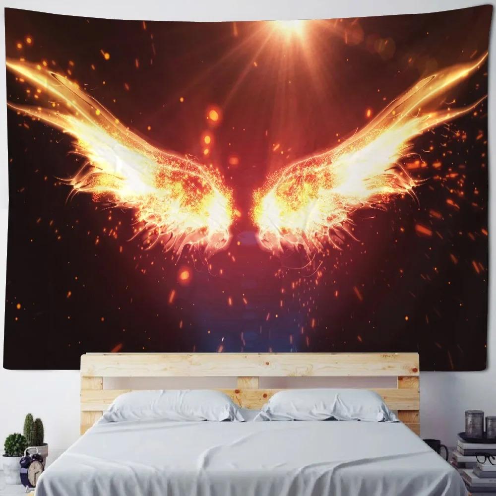 Черно-белые цветные крылья Декоративный гобелен Украшение стены для дома Офис Гостиная — фото 5