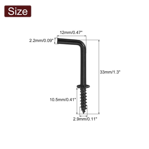 uxcell Western-style Bent Nails, 33mm Long, Pack of 40, Right-Angle Hooks, Screw Hooks, L-Shaped Metal Fittings, Carbon Steel, for Construction and Ga