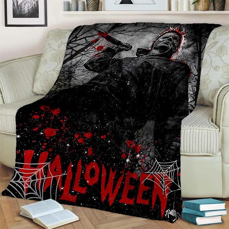 HD Horror Movie Game Halloween Gift Blanket Michael Myers Sofa Bed Decor Warm Flannel for Outdoor Picnic Car