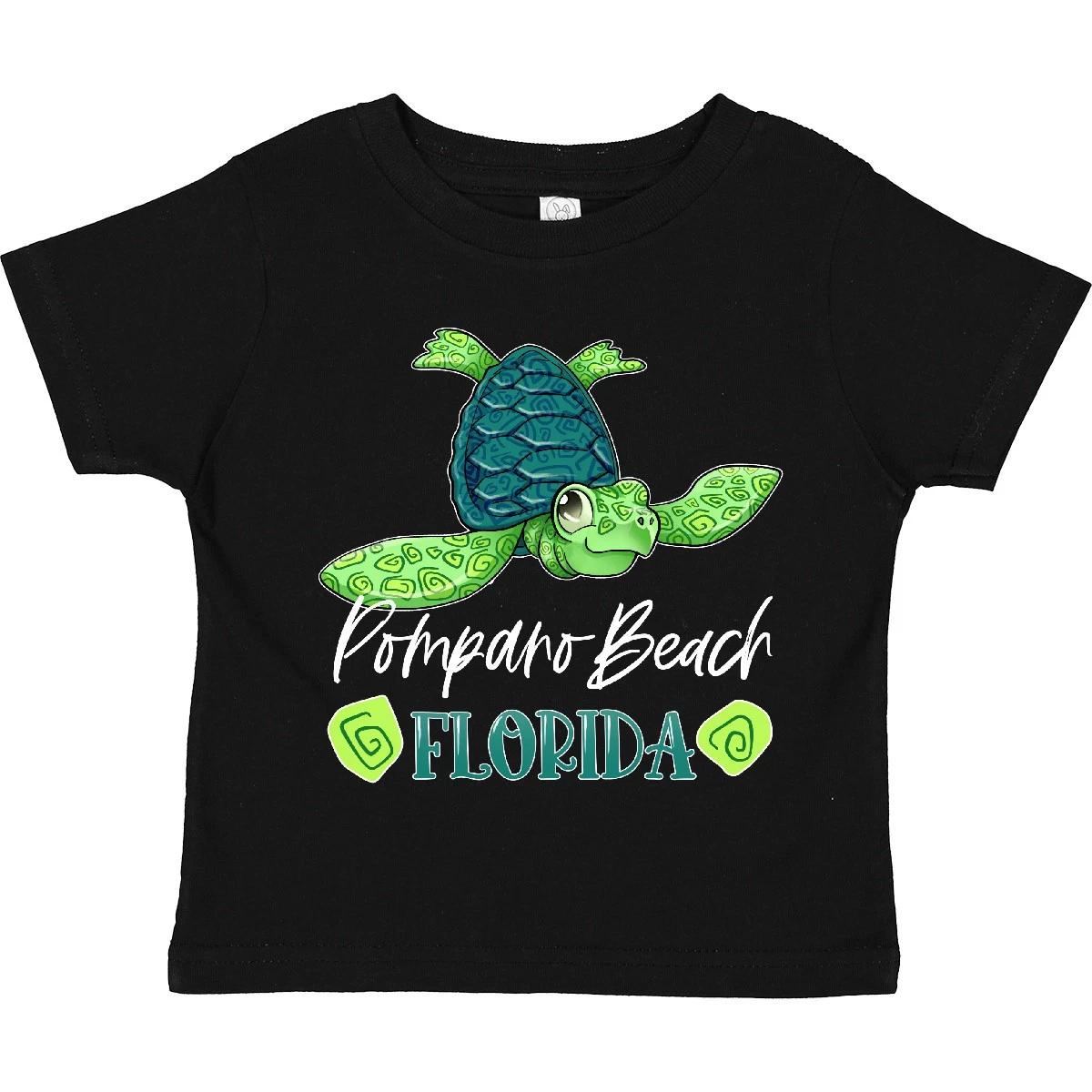 Inktastic Pompano Beach, Florida Happy Sea Turtle Toddler T-Shirt Summer Swirls 160