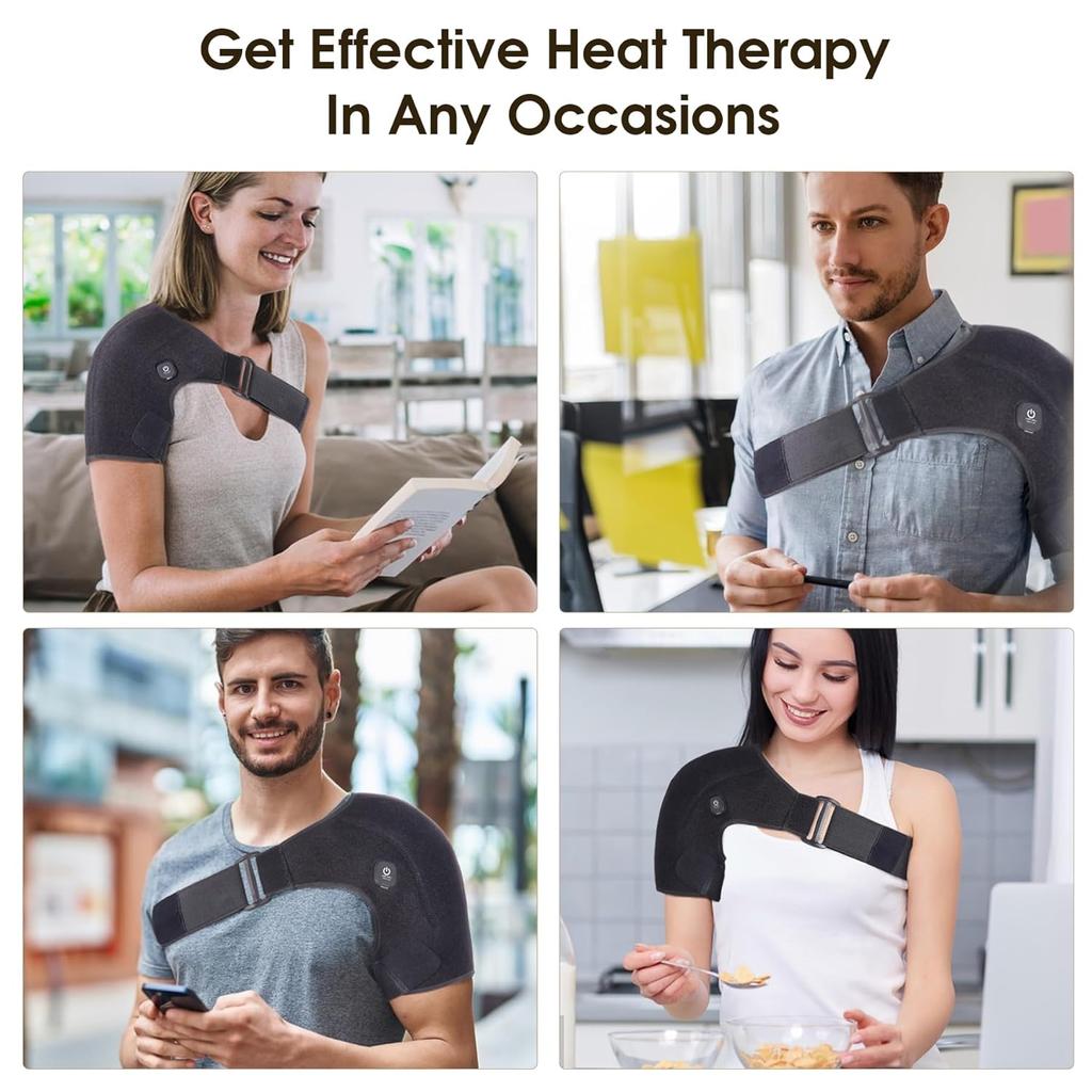 Cordless Heated Shoulder Wrap Shoulder Massager for Men Women Heating Shoulder Brace Heating Pad 2 Heating Settings Warmer