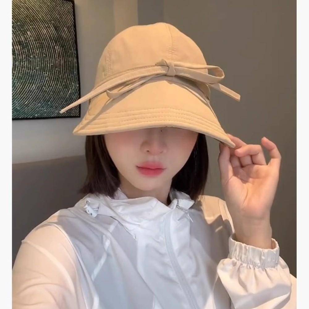 Wide Brim Bucket Hat Lace-up Fisherman Cap Casual Duck Tongue Cap  Women Girls Wear