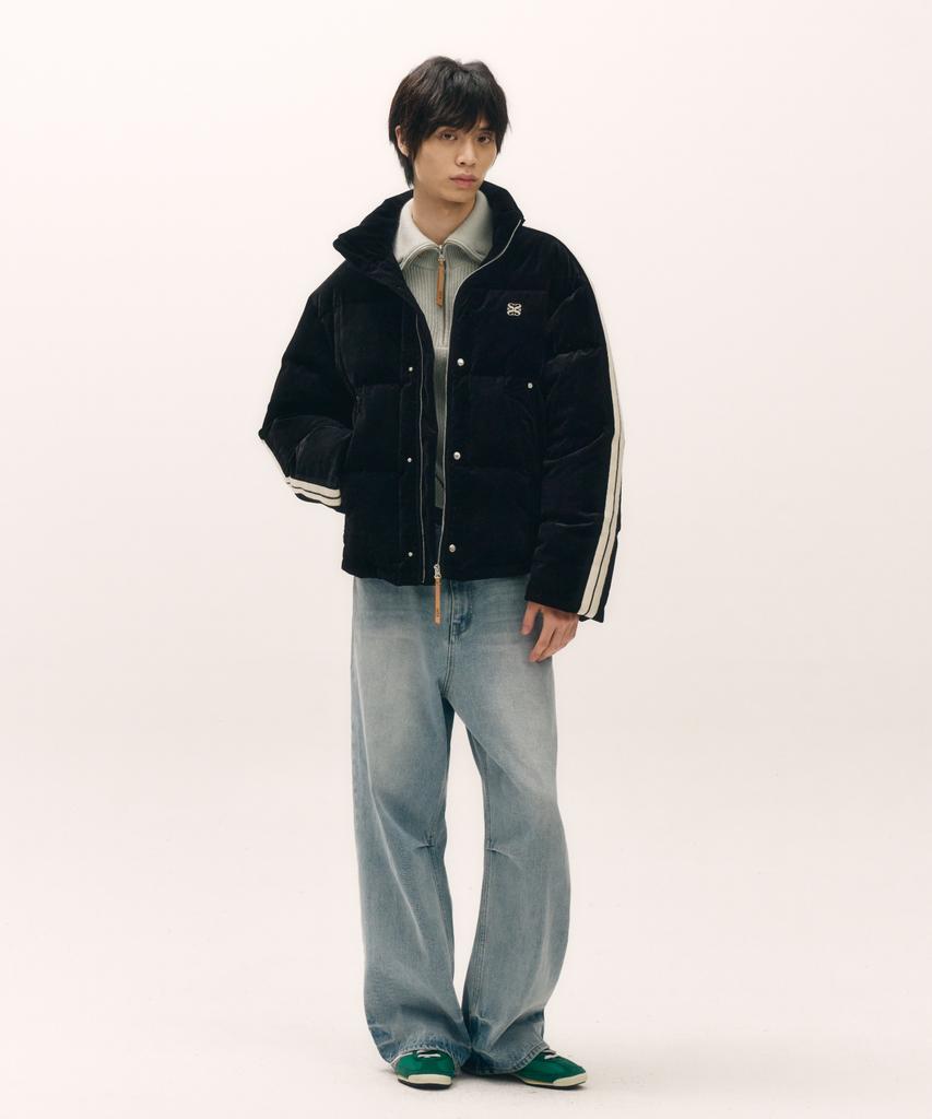 Satur Lorton Corduroy Duck Down Padded Jacket Black