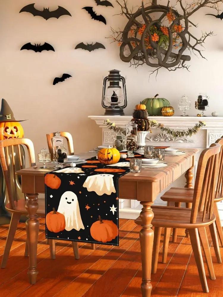 Table Runner 33 X 183 Cm , Linen Halloween Table Runner Kitchen Table Decoration For Indoor And Outdoor Holiday Party Living Room Tablecloth