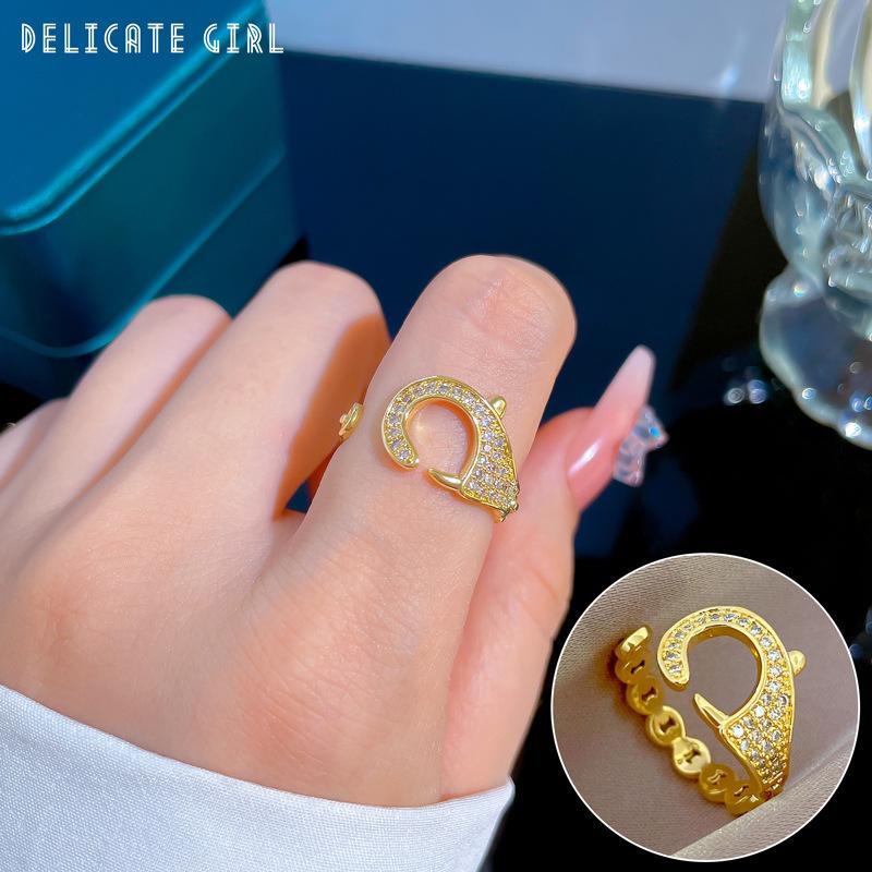 [Real Gold Electroplating] Temperament Advanced Sense Zircon Super Flash Ring Women'S Opening Can Be Adjusted And Simple