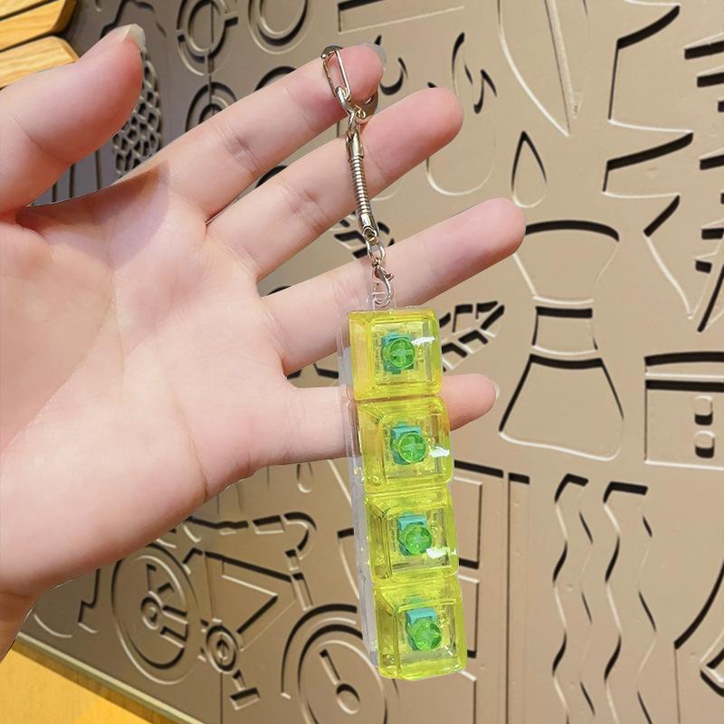 Four-key Transparent Light-up PC Decompression Keyboard Toy Keychain