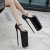 Mote Høyeste 30cm Tynne Hæler Kvinners Sandaler Mote Vanntett Plattform Rund Tå Høye Hæler Pumps Ankelstropp Modellvisningssko
