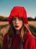 Strawberry Ruffle Crochet Woolen Hat - Women's Cute Autumn/Winter Fisherman Style