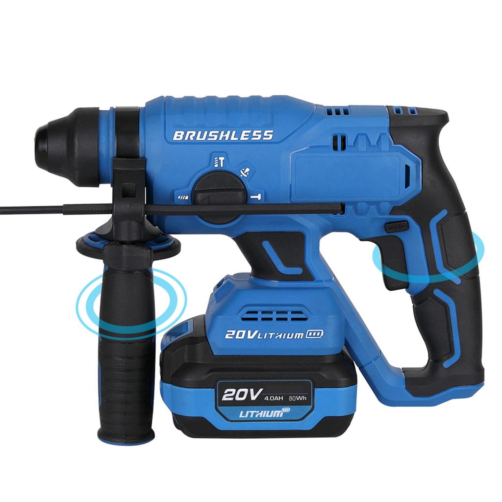 Akku-Bohrhammer, inklusive wiederaufladbarem 20-Volt-4,0-Ah-Lithium-Ionen-Akku, Schnellladegerät,